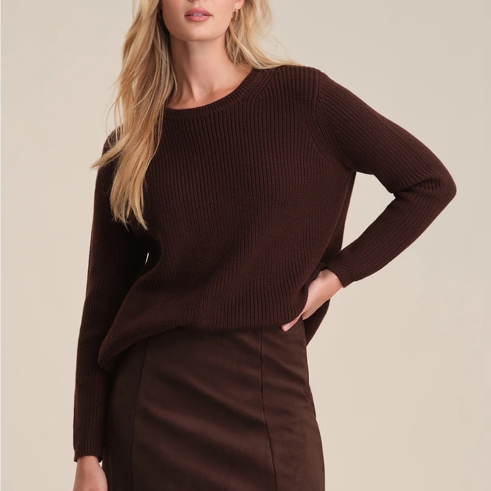 EMMA: CREWNECK SHAKER STITCH COTTON SWEATER